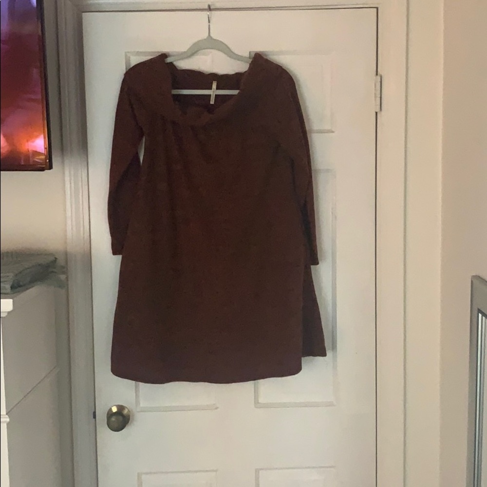 Dark Red Fleece Winter Dress